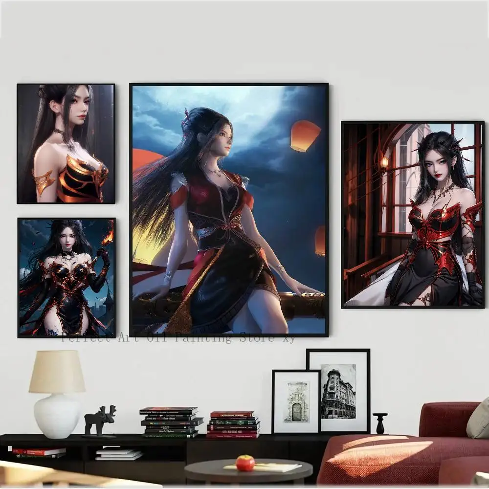 Heavenly Journey Nine Songs Flame Spirit Ji Posters Living Room Bar Cafe Quality Canvas Vintage Style Comics Painting Art Home
