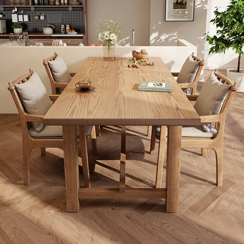 

Big ****** table all solid wood dining table ash wood log Nordic large board desk to the living room integrated lar****able work