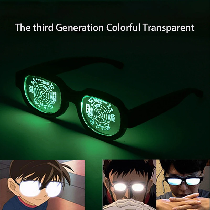 Led Luminous Conan Glasses Touch Sensor Light Up Glasses Holder For Festival Ktv Bar Party Performance Funny Dance Glasses