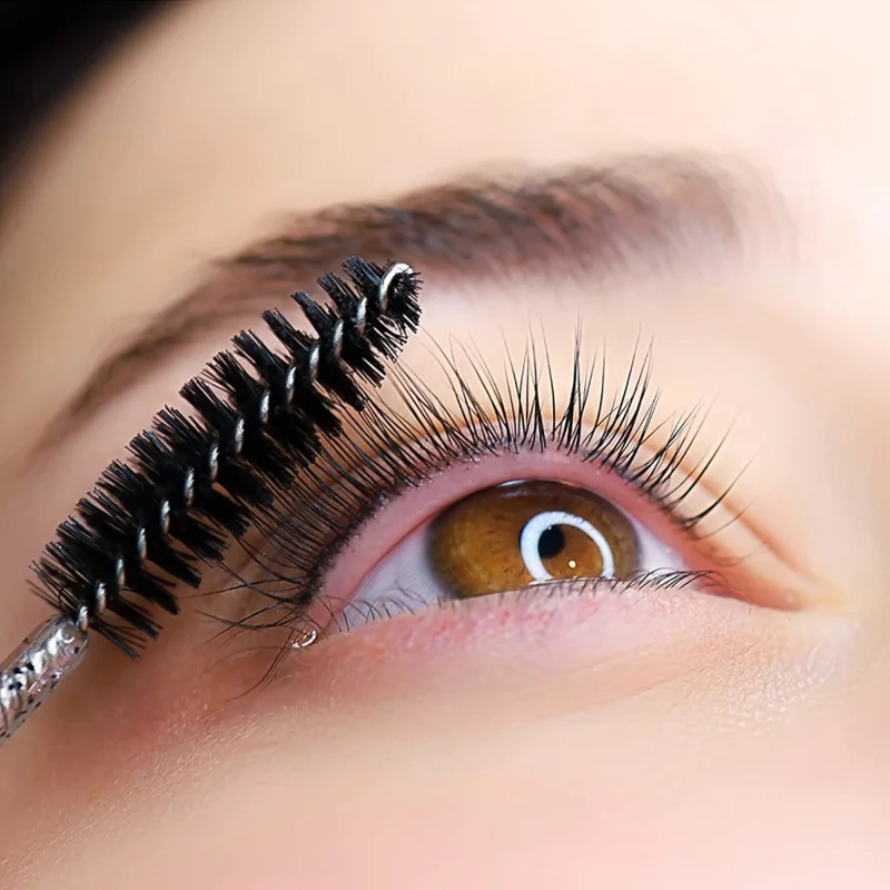 50Pcs/Bottle Disposable Eyelash Extension Mascara Wand Glitter Micro Lash Brushes Spoolie With Container Case Wholesale