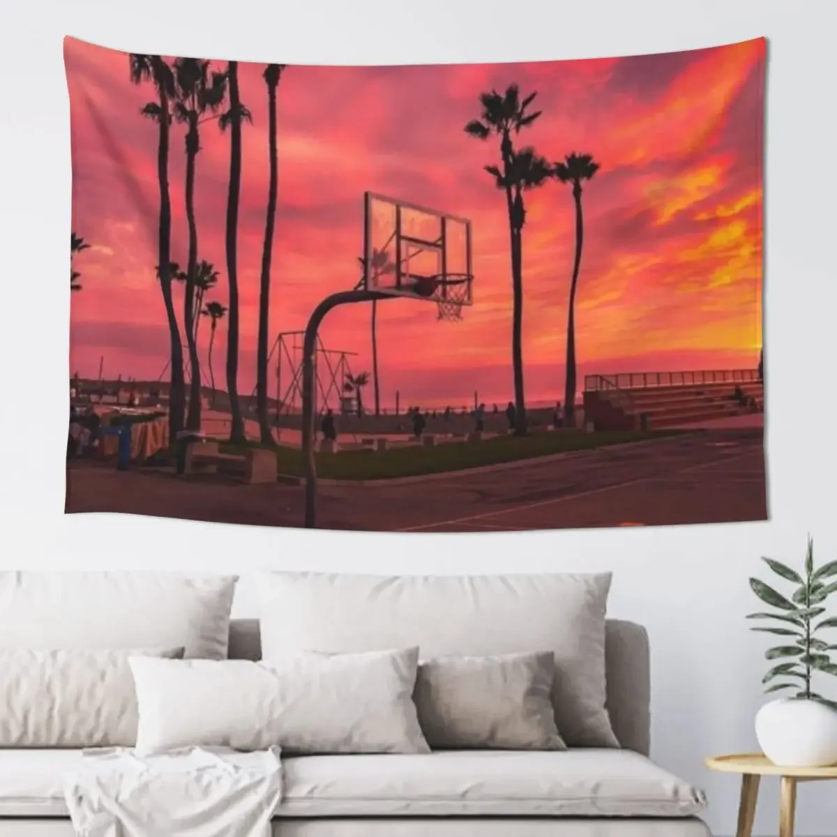 

Basketballground And Purple Sunset Tapestry Wall Hangings Decoration Things To Decorate The Room Tapestry