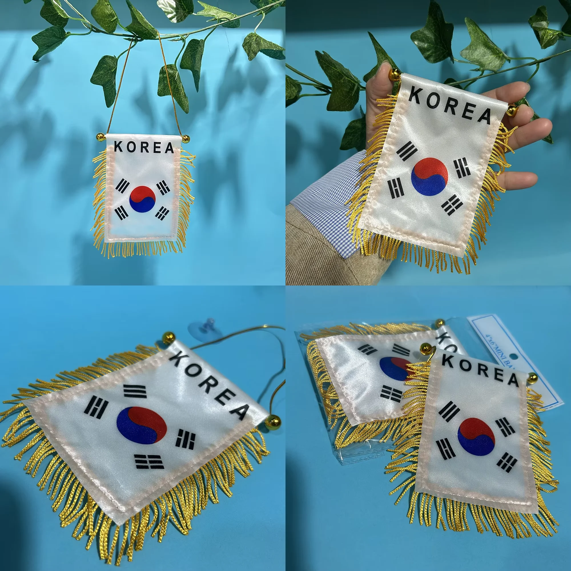 (SKY FLAG)South Korea Car Window flag 8*12cm Polyester double printed South Korea Hanging Mini flag for decoration