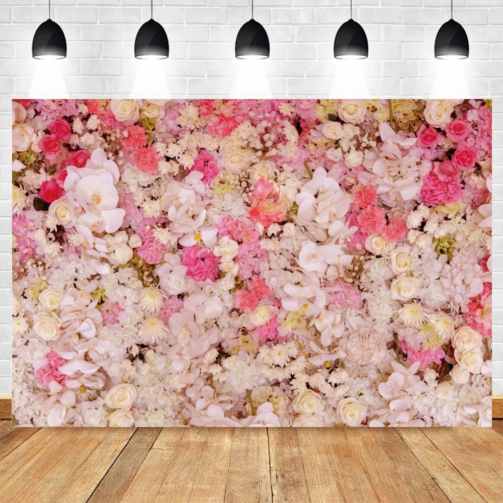 Wedding Scene Flowers Wall Backdrop Photograohy Valentine's Day Baby Birthday Party Decor Background Bride Photo Photographic