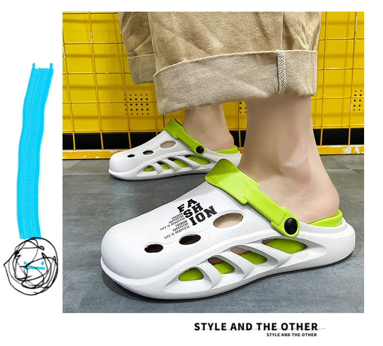 Men's summer outdoor sandals super soft platform college student couple non-slip heightening hole shoes