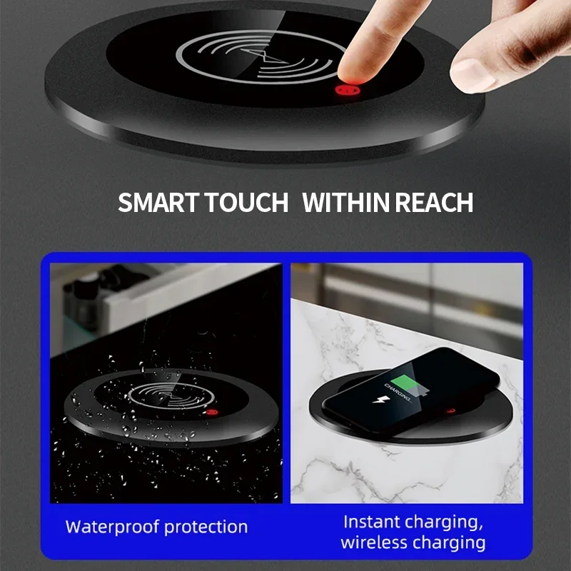 Motorized Pop up Tower Socket Wireless Charger Automatic Power Plug Desktop Worktop ,Eu Fr Socket USB Type-C Bluetooth Speaker view 4
