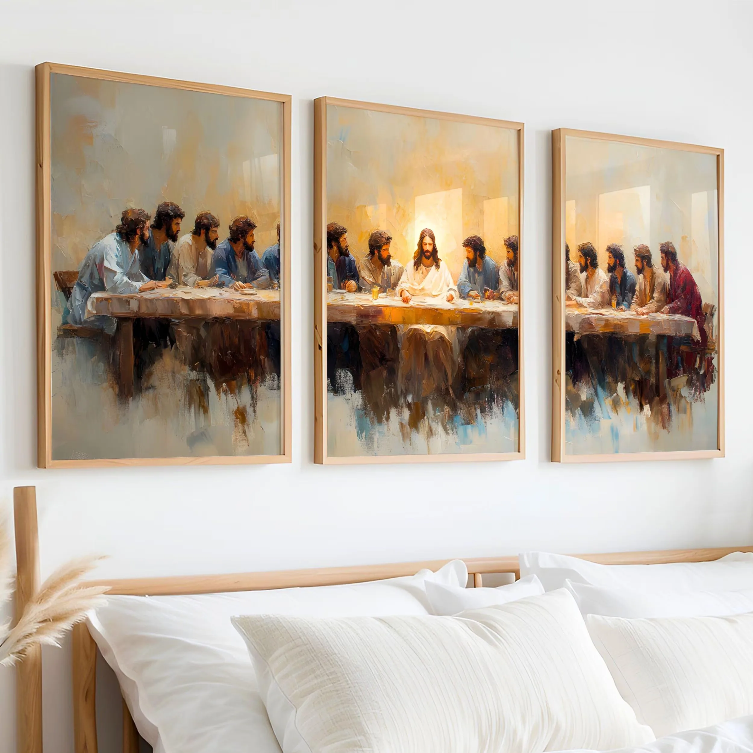 3pcs/set The Last Supper Wall Art Poster Easter Jesus Painting Bible Canvas Painting Printing for Modern Bedroom Home Decor Gift