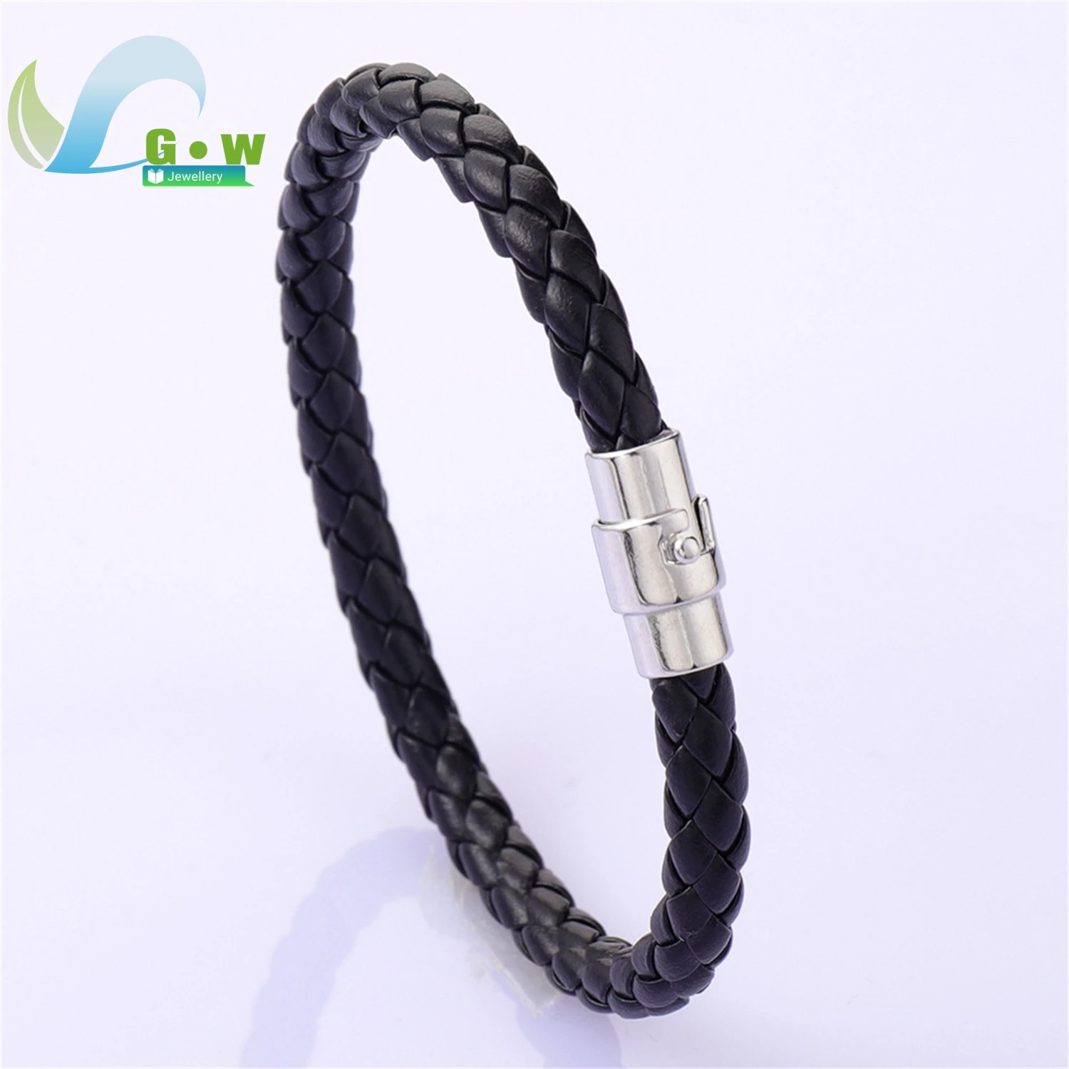 Hot sales Stainless Steel Braided Leather Magnetic Buckle Bracelet for Men Women Daily Wear Minimalist Accessory lovers Gifts