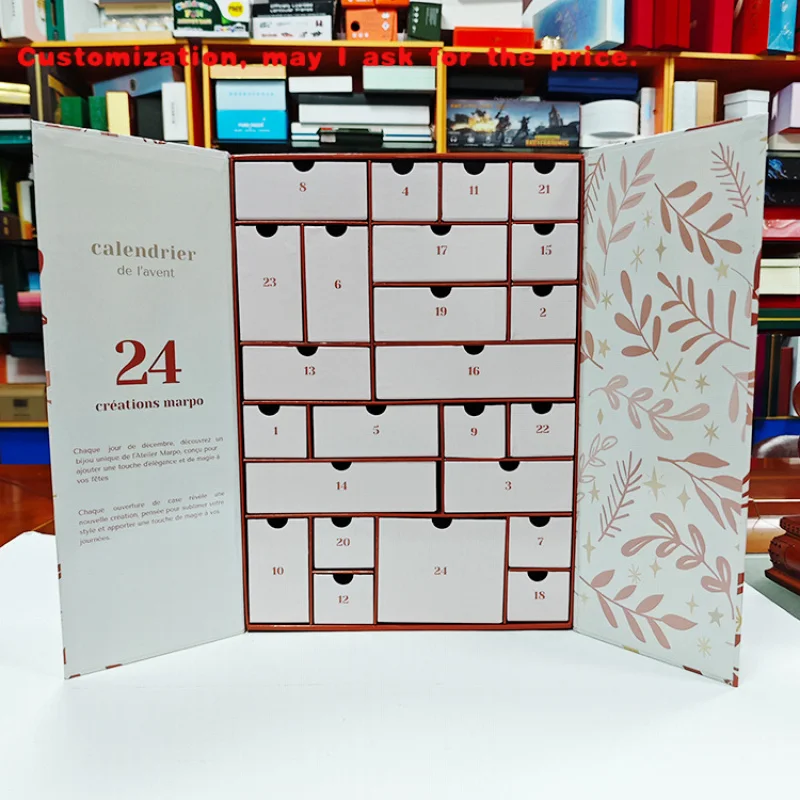 

custom.Custom 24-Day Advent Calendar Box Paper Packaging Jewelry Cosmetic Candle Beauty Surprise Idea