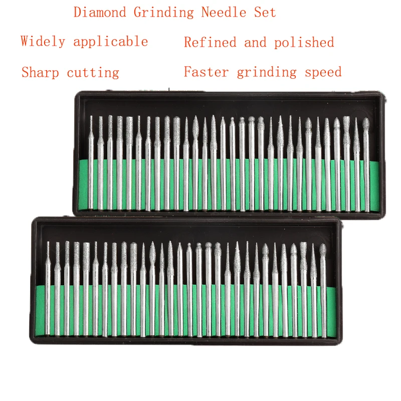 30 piece set of diamond grinding needle grinding heads, jade carving micro grinding heads 2.35mm/3.0mm tool shank diameter