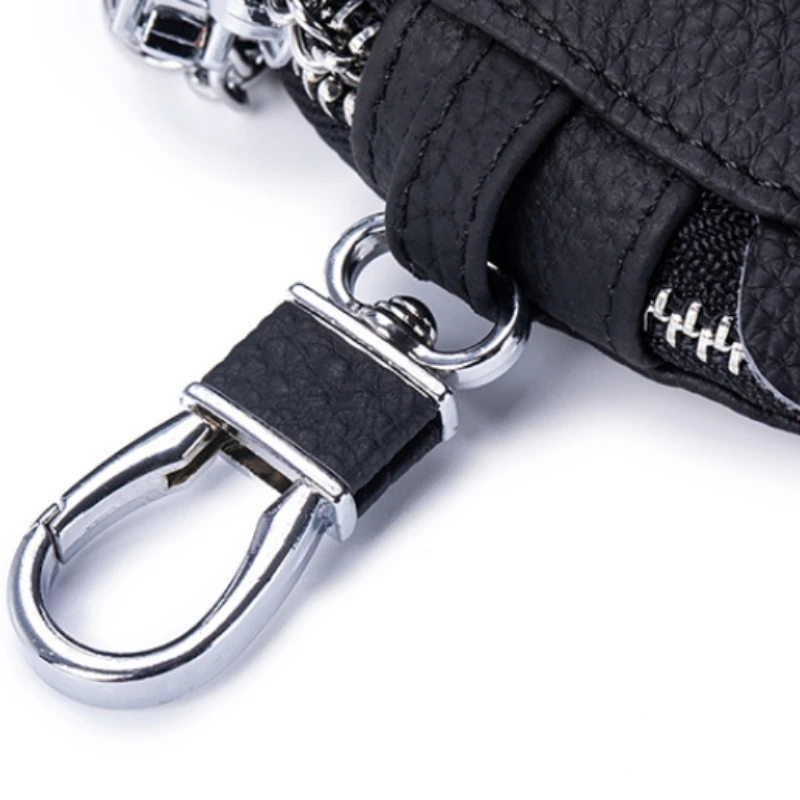 New model panda leather small key case, top-grain cowhide strap, universal lockable key case