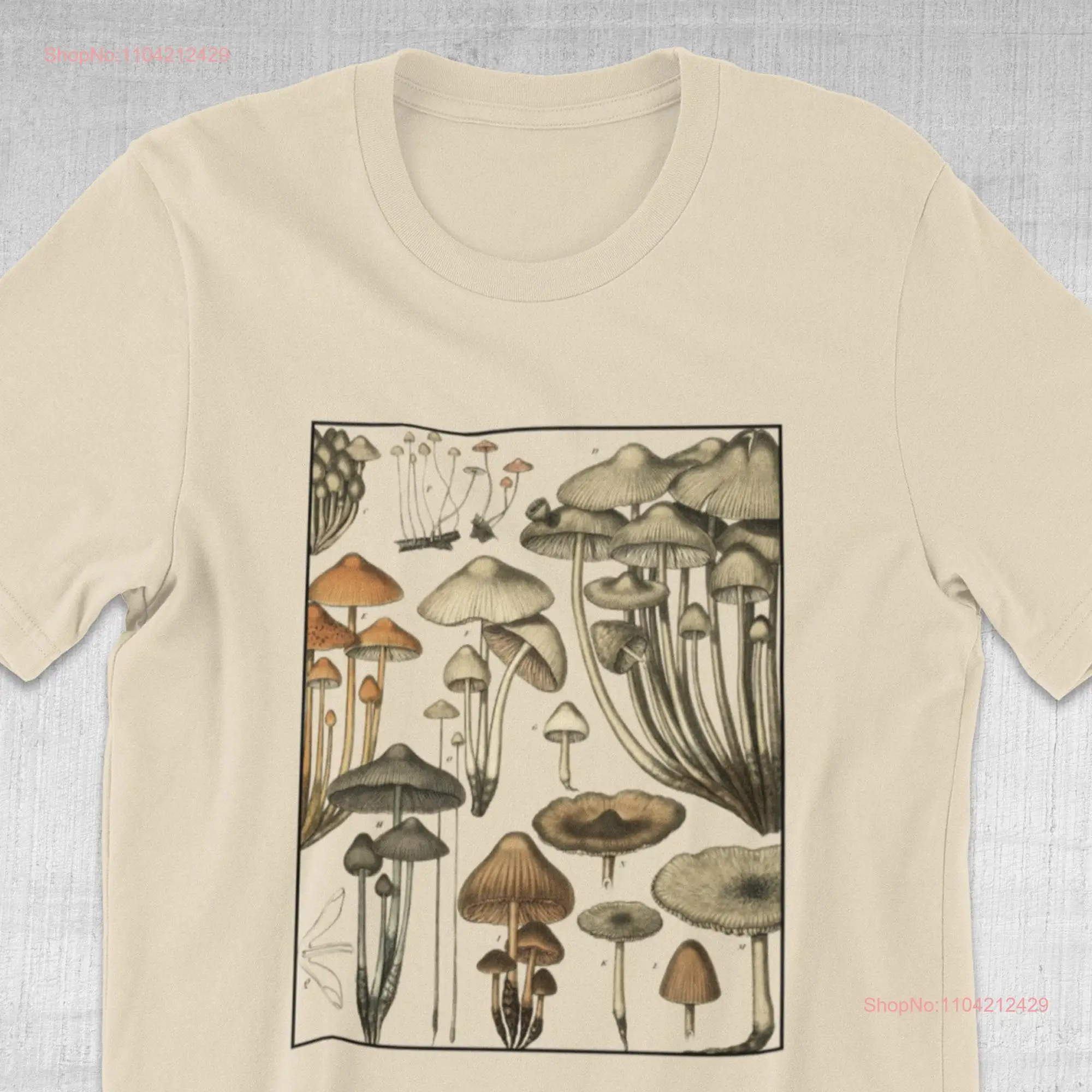 Mushrooms Illustration shirt Vintage Nature Art T Champignons plant tee mycology botanical fungi graphic men