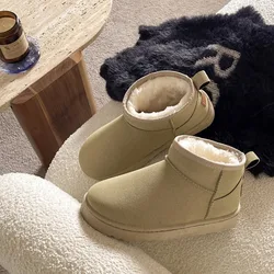 Winter Women Short Plush Warm Snow Boots Casual Shoes 2024New Suede Fur Chelsea Ankle Boots Flats Platform Ladies Shoes Botas