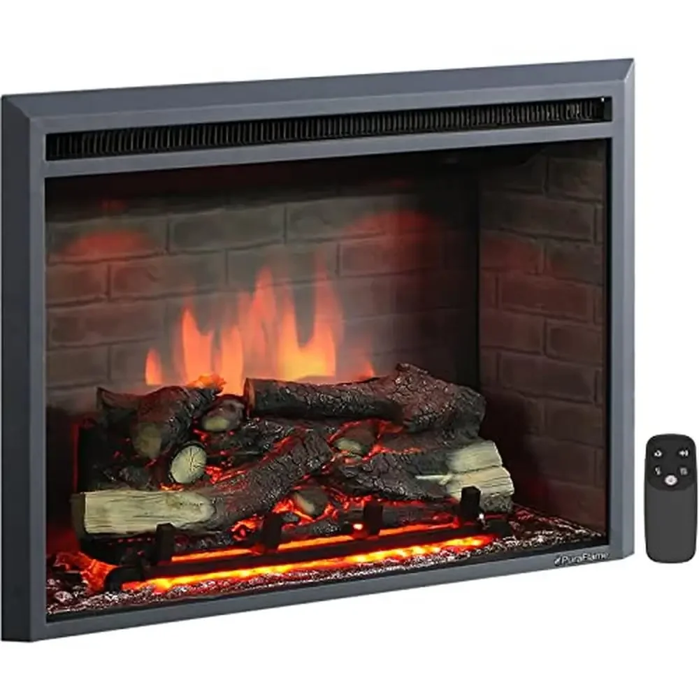 Electric Fireplace Insert with Fire Crackling Sound Remote Control 750/1500W 33