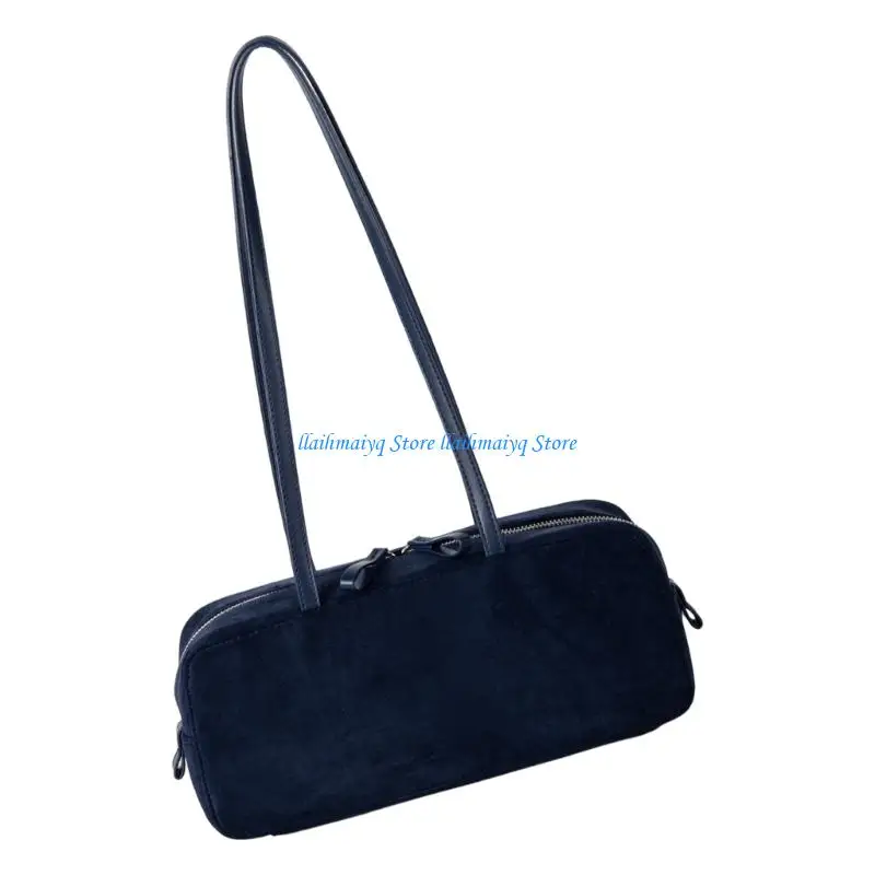 573B Soft Suedes Shoulder Purse Multipurpose Underarm Bag With Retro Design Work Handbag For Everyday Use