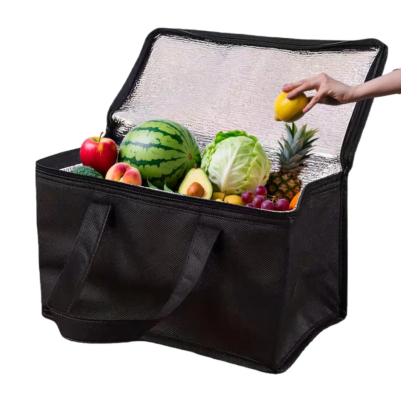 Large Capacity Insulated Cooler Bag Foldable Aluminum Foil Tote Keeps Cold 8+ Hours For Beach Camping, Holds Beer Juice Snacks