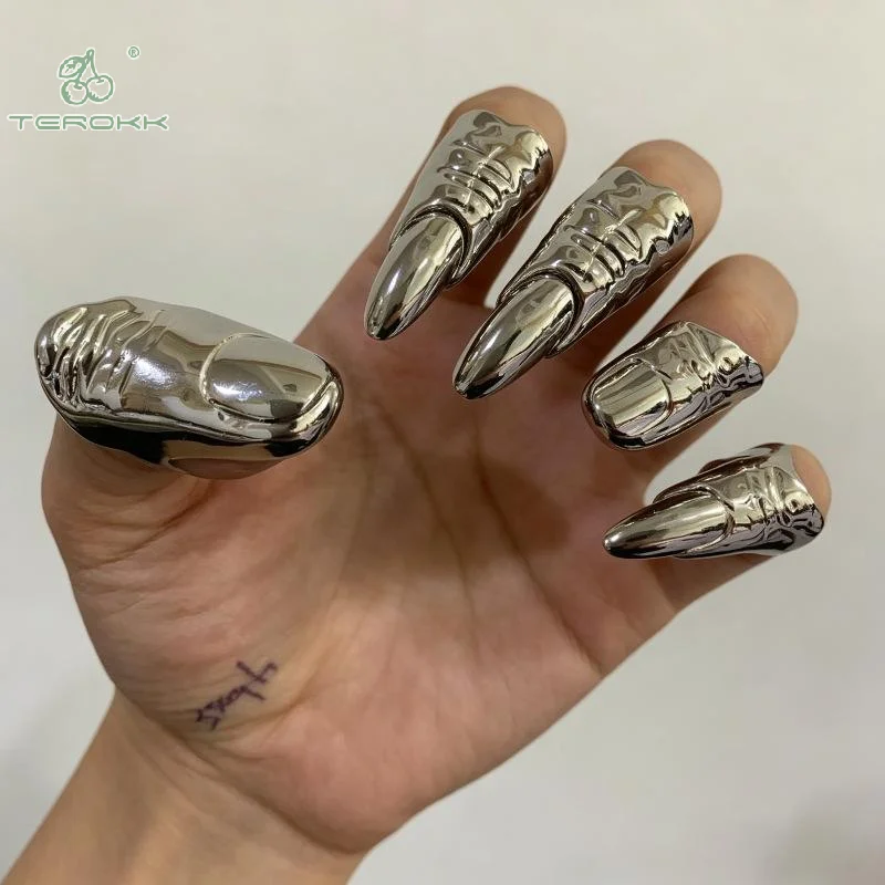 Men Accessories Tips - Anillos de uñas metálicos estilo punk,