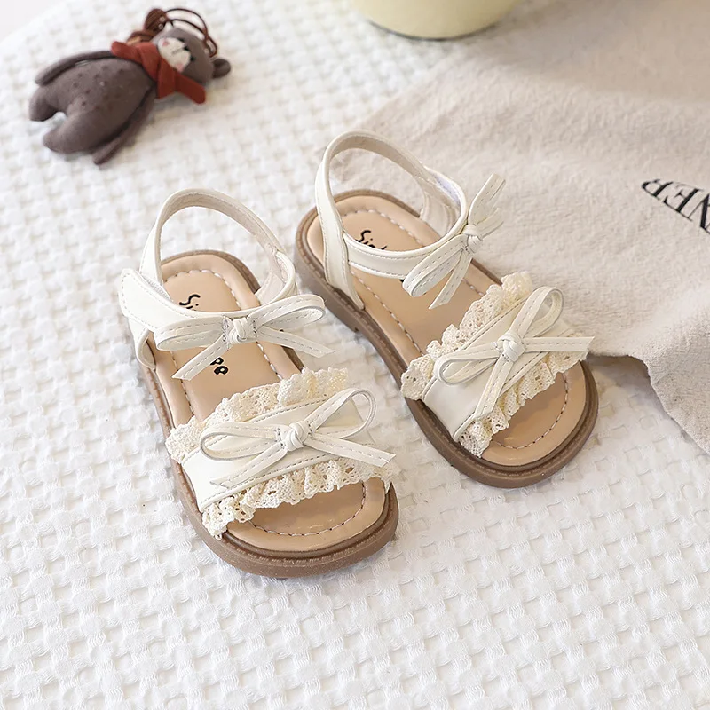 

Little Girl's Shoes Bowknot New Summer Girls' Open-toe Sandals Princess Style, Beach Shoes, Soft Sole, Non-slip and Comfortable