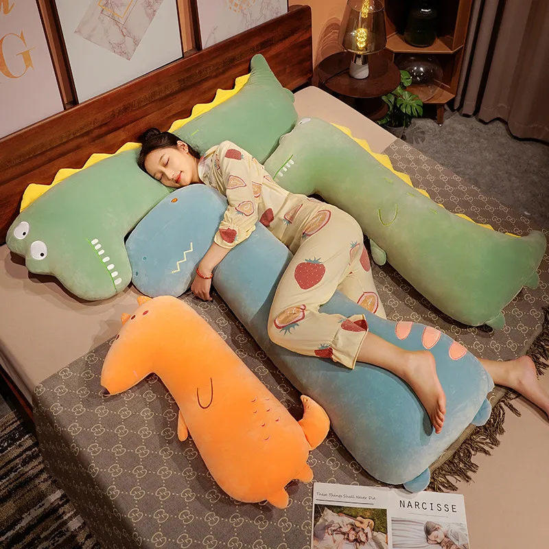 80-140CM New Soft Long Fox Pillow Dinosaur Crocodile Plush Toys Stuffed Office Nap Sleep Pillow Cushion Gift Doll