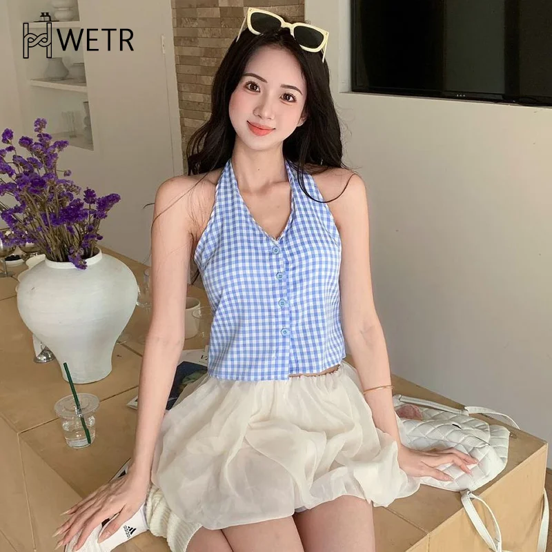 المرأة الصيف الرجعية Y2K منقوشة واحدة الصدر الرسن الدانتيل متابعة أكمام سليم تانك الأعلى