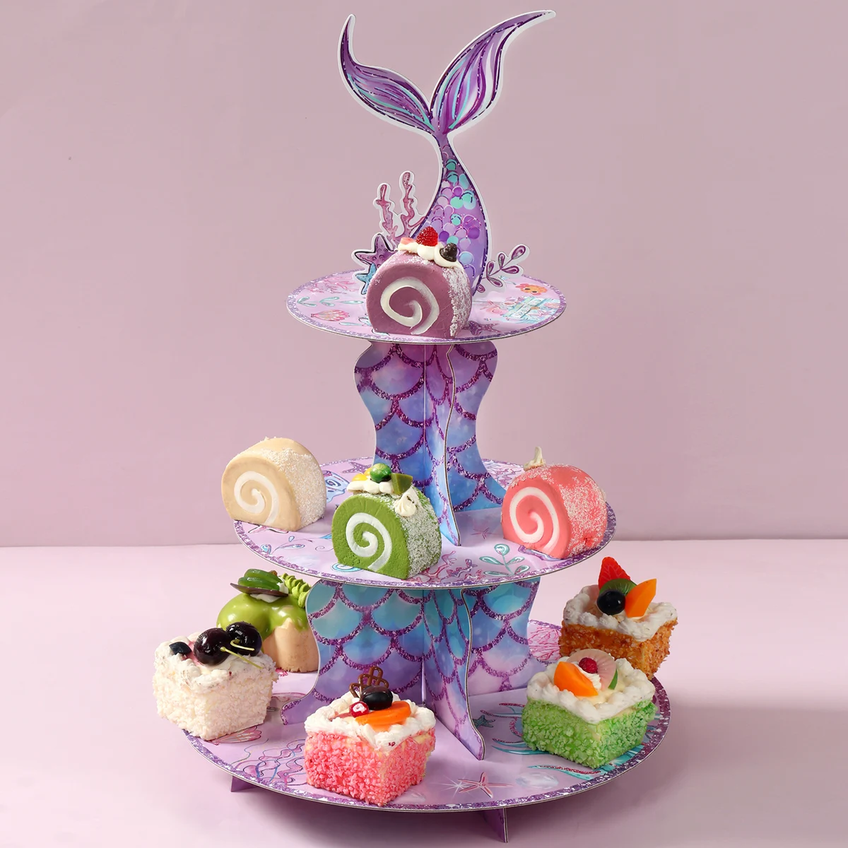 Supporto per Cupcake a coda di sirena sotto il mare forniture per feste di compleanno con sirenetta decorazioni per feste di compleanno di nozze