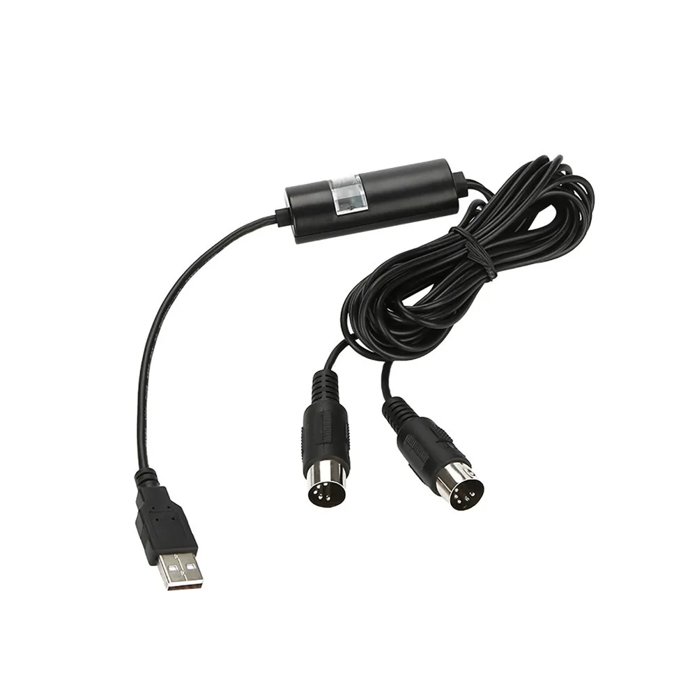 ​LED Indicator​ MIDI to USB Cable ​Universal Compatibility​ ​Electronic Music Accessory​ ​USB MIDI Cable​ ​Black