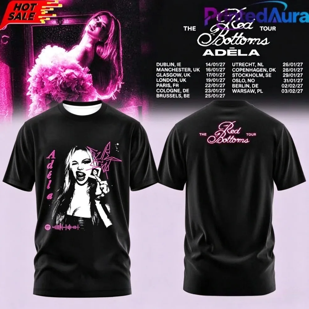 2026 Adéla Jergova – The Red Bottoms World Tour Summer Men's and Women's Pure Cotton Fashion T-shirt Comfortable Ins Y2k