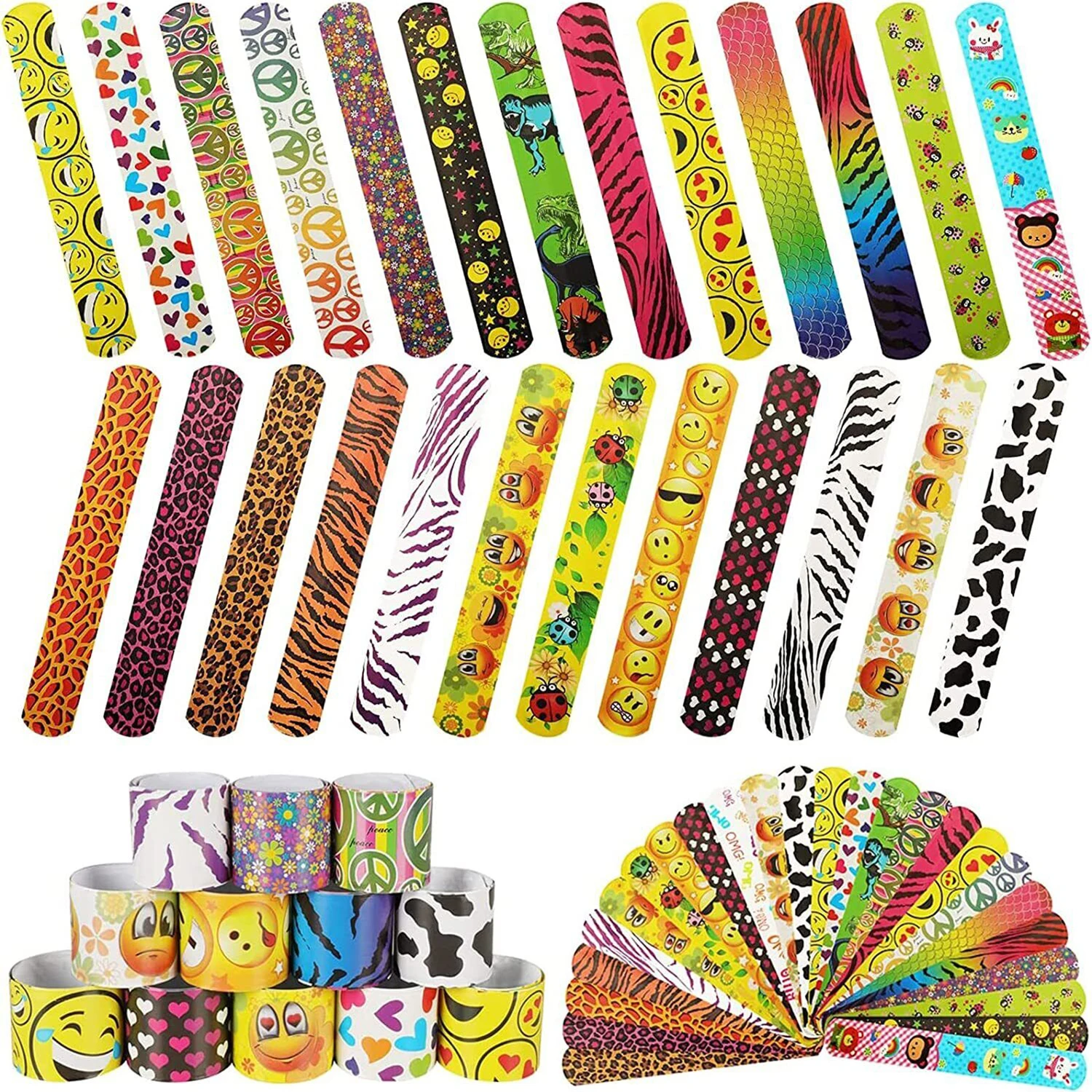 10/40 Pcs Snap Bracelets - Pinata Toy Loot/Party Bag Fillers Kids Pocket Slap Band Gift For Boys Girls Birthday Party Favors