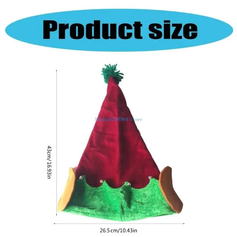 N7YF Weihnachts-Elf-Hut für Kinder, Weihnachtsmütze, Party-Anzieh-Accessoire, bequemes Tragen für Jungen und Mädchen, Geburtstag