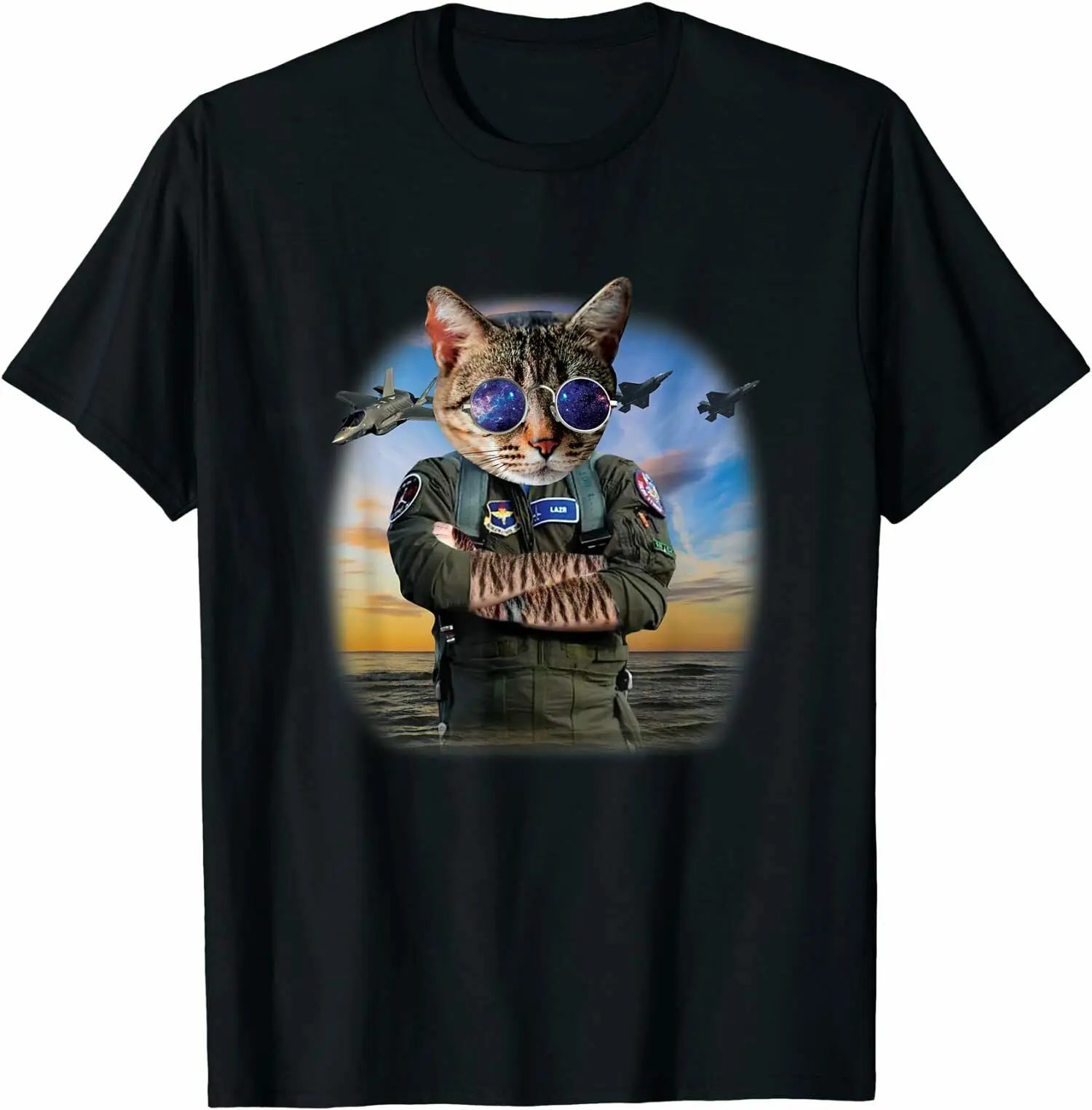 Funny Cat F22 Raptor Fighter Jet Aviator Air Force Gift T-shirt Premium Cotton Short Sleeve O-Neck Mens T Shirt New S-3XL