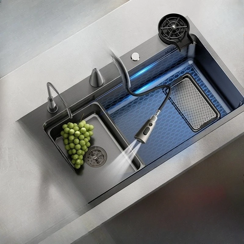 

Sink large single slot 304 stainless steel kitchen sink thickened under the counter household