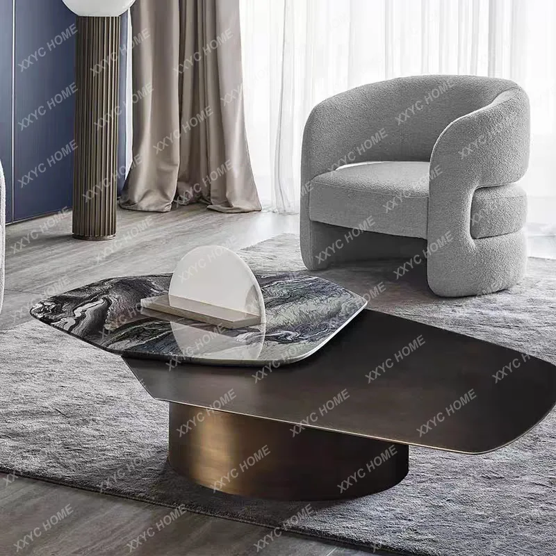 Minimalist living room marble coffee table rotatable coffee table creative high-end combination coffee table modern