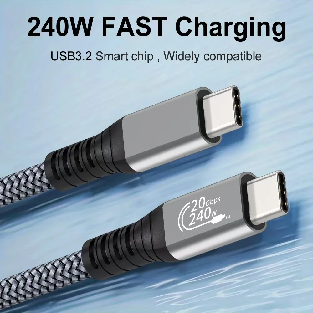 BCVS 240W USB Type C To USB C Cable 240W PD 3.2 Fast Charging Charger Wire For Macbook Pro Xiaomi Samsung Laptop USBC Cord