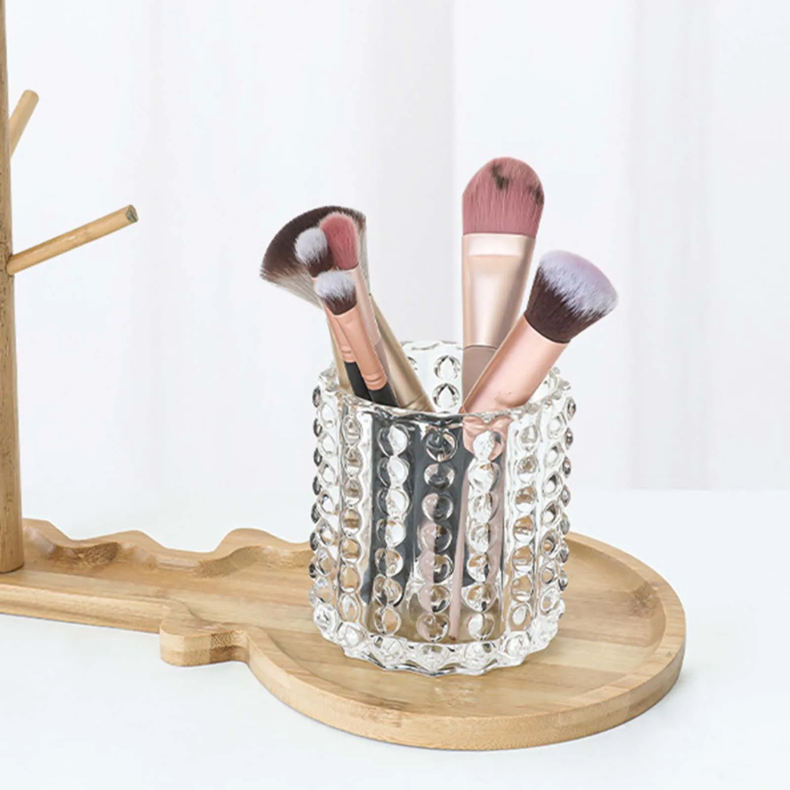 Glass Makeup Brush Holder Markers Pen Storage Organizer Cosmetic Storage Cup for Bedroom Desktop Travel Vanity Office Desk