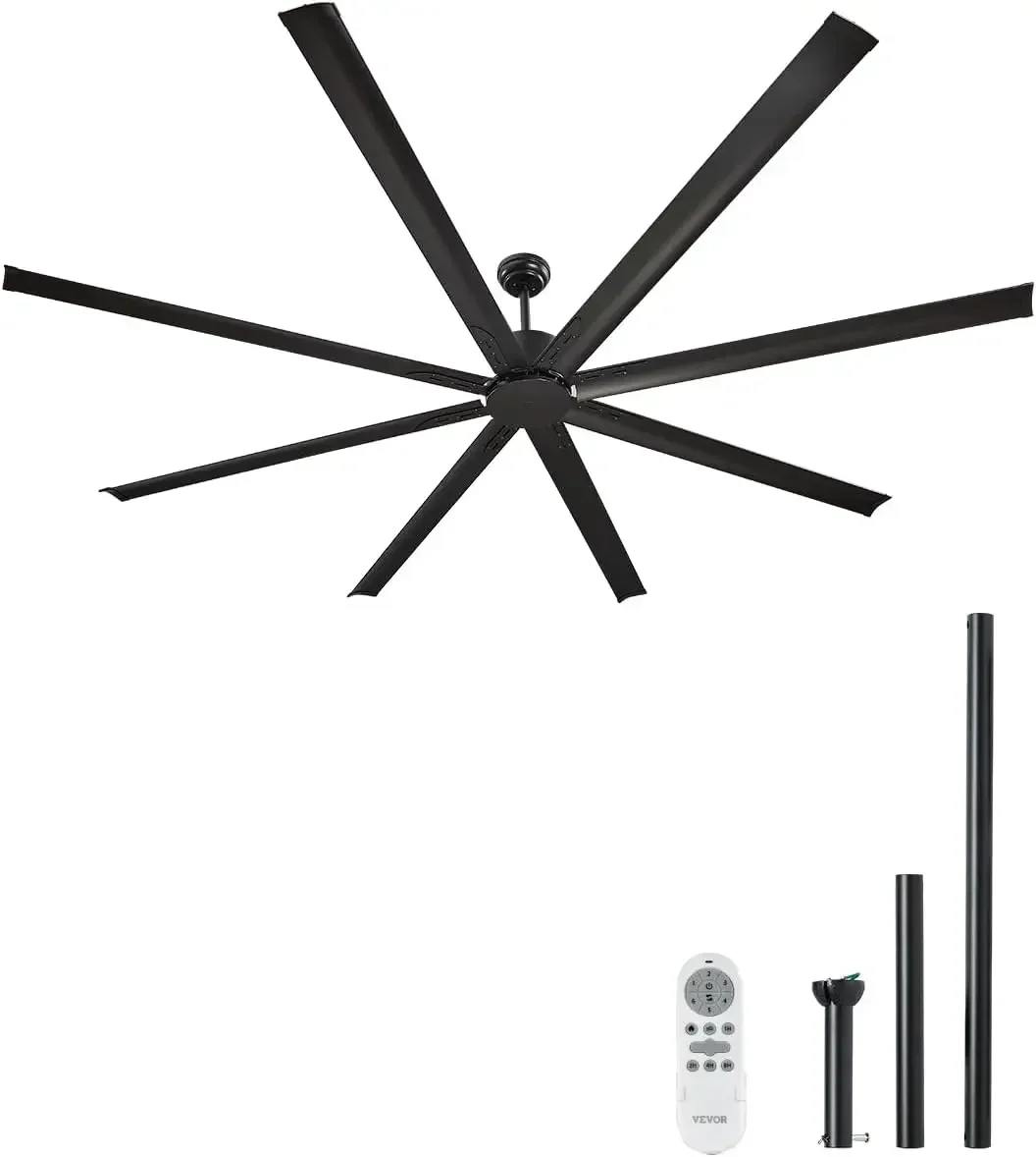 96 In Ceiling Fan without Light, 6-Speed Remote Control, Aluminum 8-Blade, Reversible DC Motor, Modern Low Profile Flush Mount E