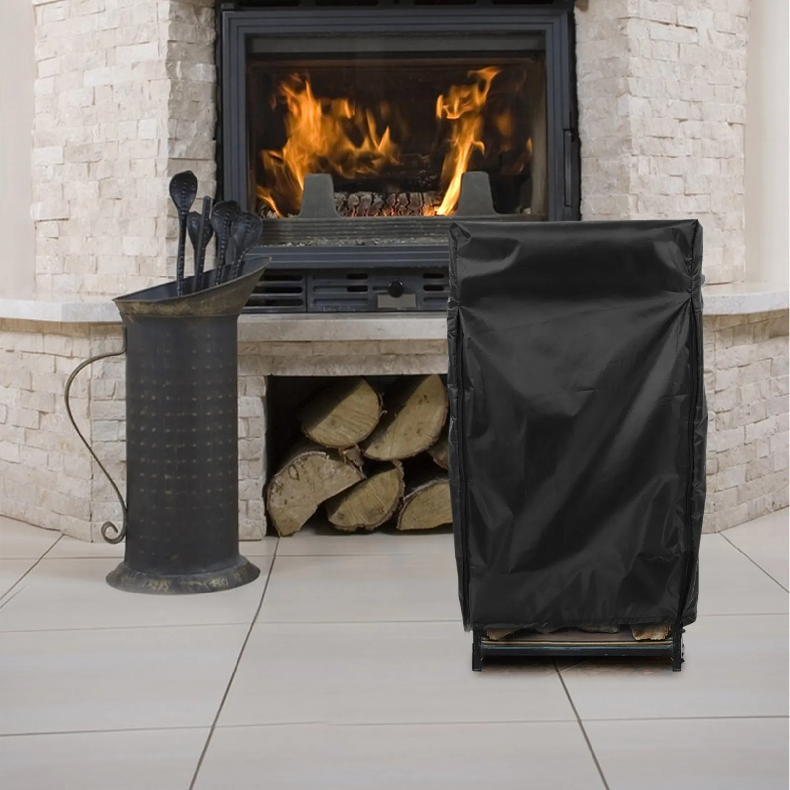 Waterproof Firewood Rack Cover Oxford Cloth Rain Snow Sun Protection Easy Access Openable Design Outdoor Wood Storage Rack