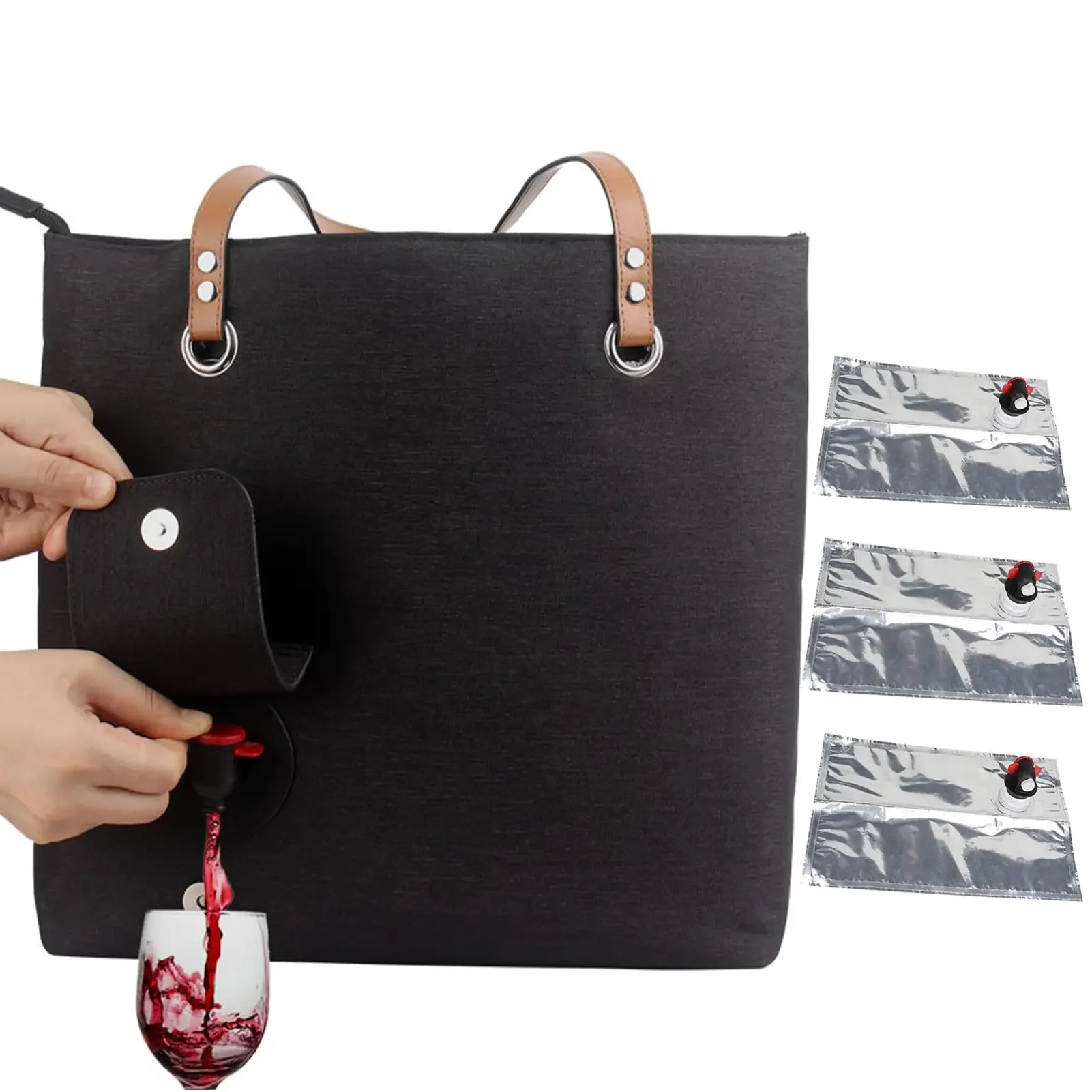 

Пляжная сумка для вина, портативная изолированная сумка для льда, сумка для дозирования вина с 3-мя дозаторами для напитков, герметичный диспенсер для мешков для вина