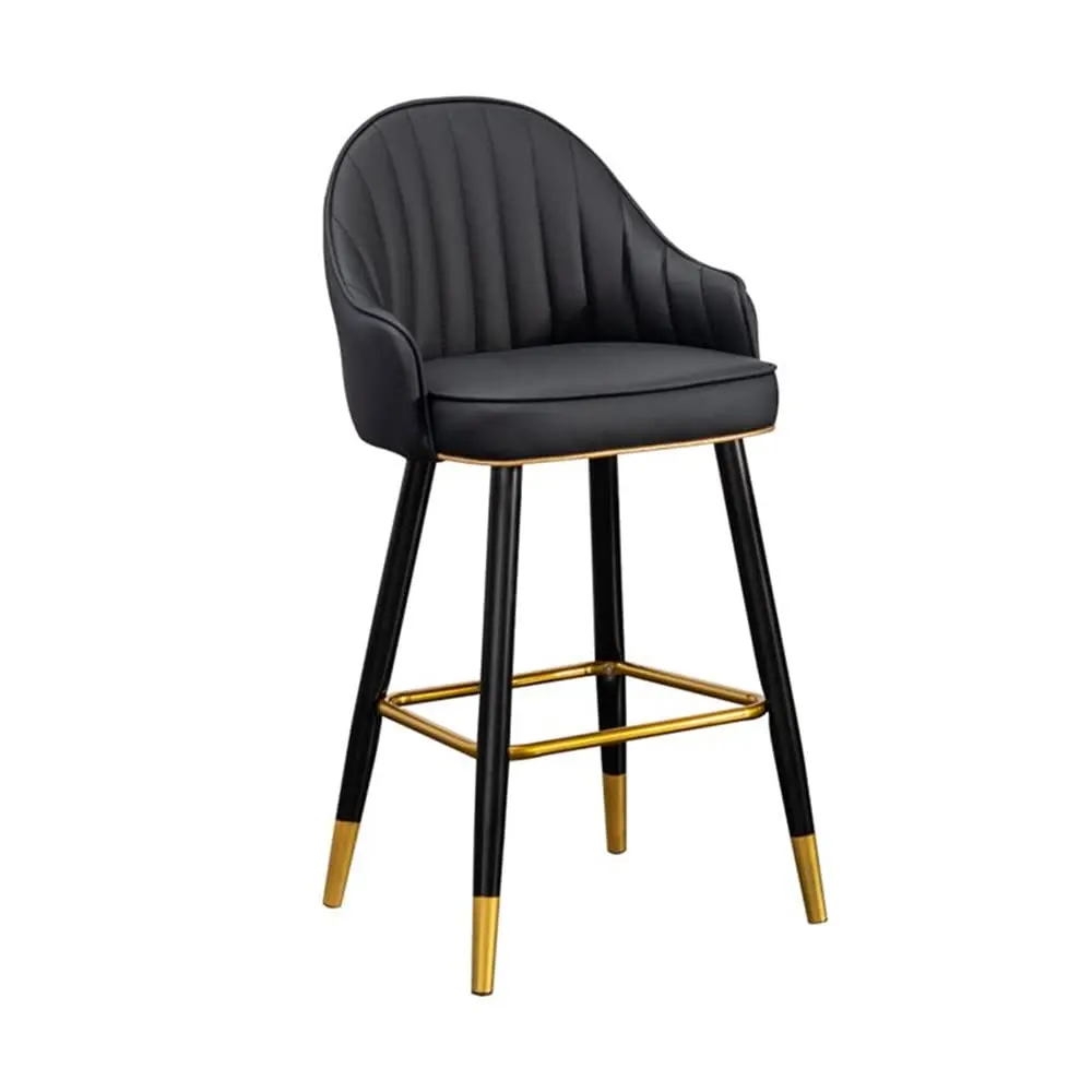

Faux Leather Bar Stool with Back & Footrest Metal Counter Height 29.5in Kitchen Dining, Customized