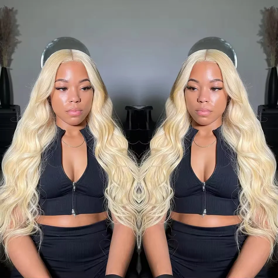 

613 Honey Blonde Lace Front Wigs Human Hair Pre Plucked Silver Gray Body Wave Human Hair Wig13x4 HD Lace Frontal Wig