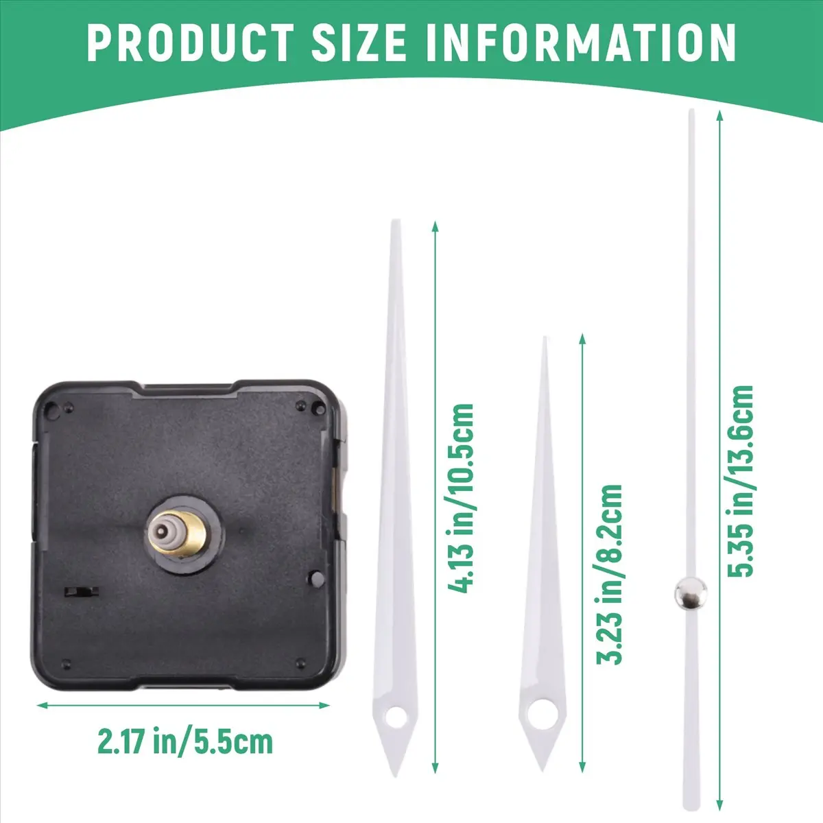 A75K DIY High Torque Clock Mechanism, 3/ 10 Inch Maximum Dial Thickness, 4/ 5 Inch Total Shaft Length (White)