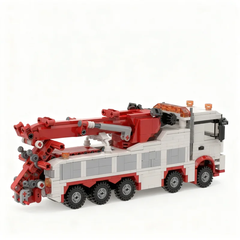 950pcs MOC Vovo 5-achsiger Tow Truck Mit Rotator Cars Model Building Blocks Assemble Idea Collection Birthday Education Creative