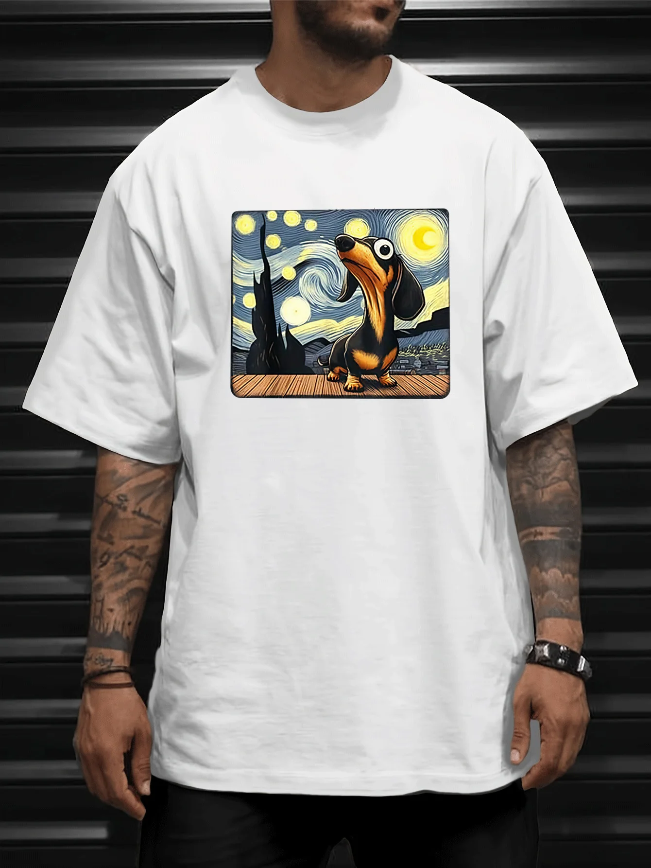 Art Painting Pattern Printed T-shirt with Simple Atmosphere, Comfortable Wearing, Fashionable and Personalized Dressing