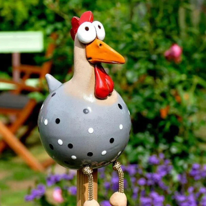Funny Chicken Fence Decor Resin Statues Home Garden Farm Yard Decorations Chicken Hen Sculpture Art Craft Courtyard view 5