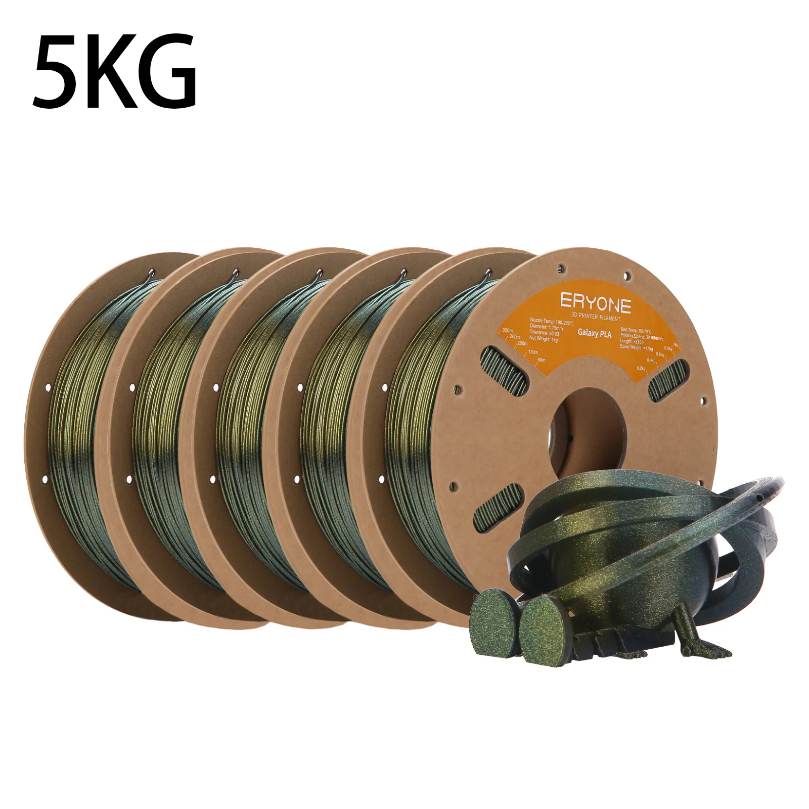 ERYONE 5KG Galaxy PLA Filament 3D-printer, Sparkle Glitter PLA, 1,75 mm +/-0,03 mm, Kerstfilament