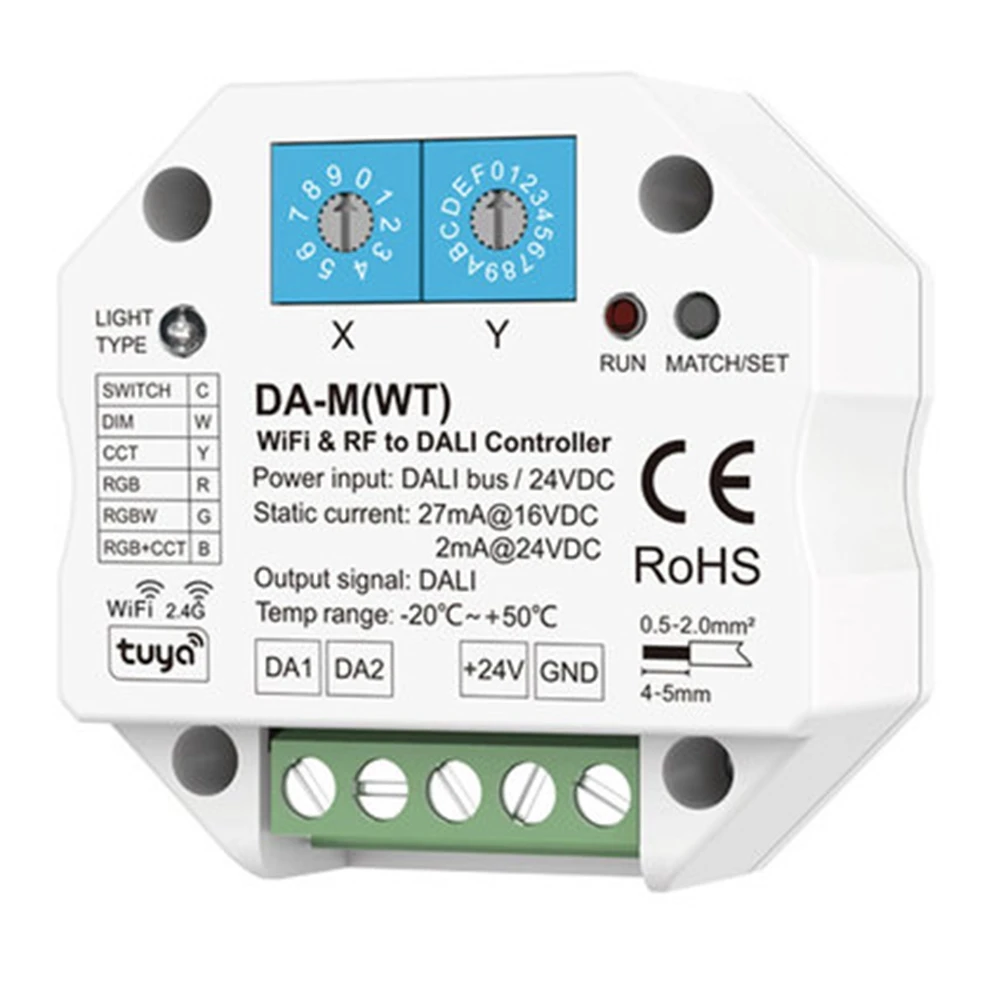 Tuya WiFi Zigbee for DALI Converter Dimmer Controller DC 24V DIM CCT RGB RGBW RGB&CCT Strip Smart Life APP Da-M(WT)