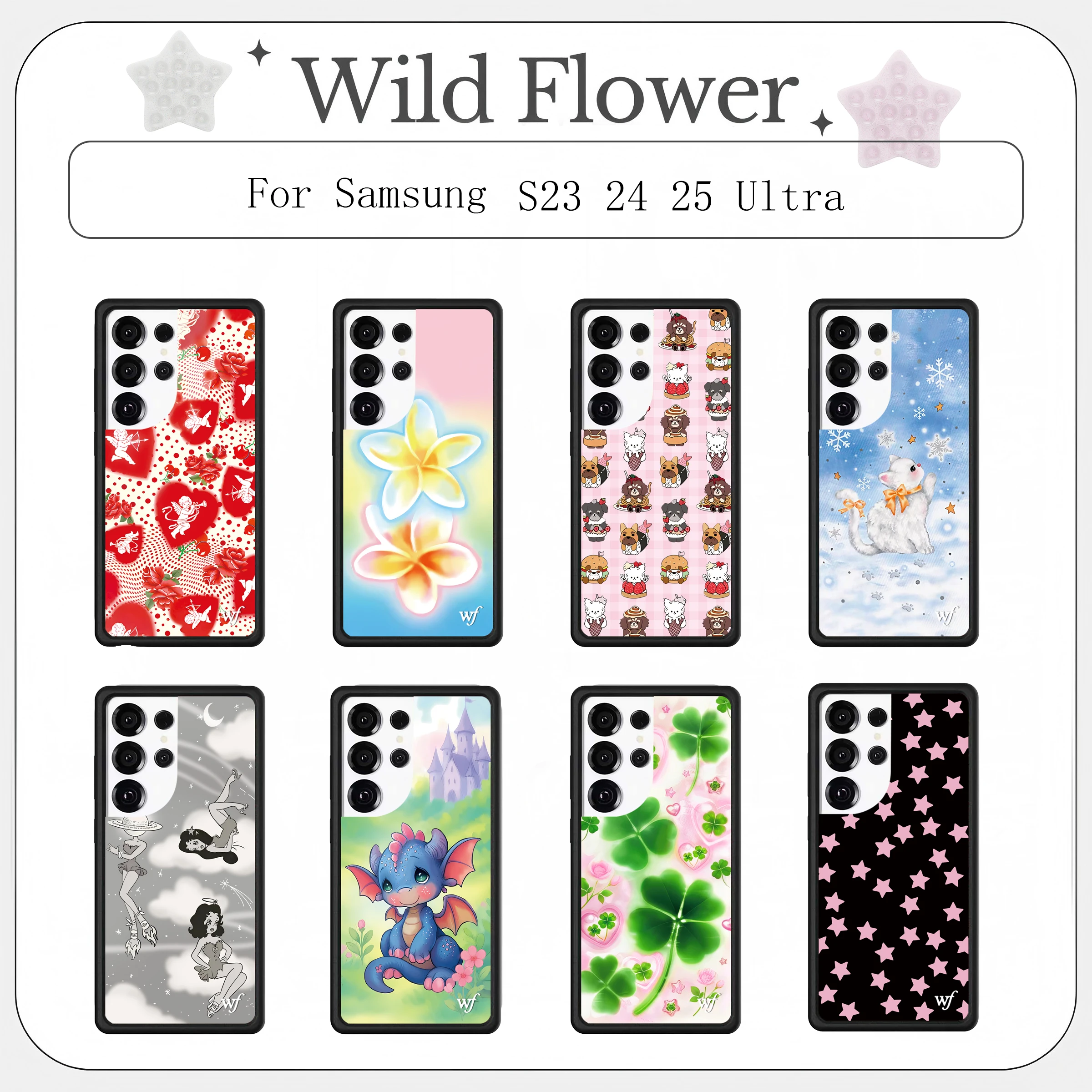 

Cute Wildflower Cartoon Pattern Phone Case For Samsung Galaxy S23 S24 S25 Ultra INS Shockproof Protective Cover With Floral