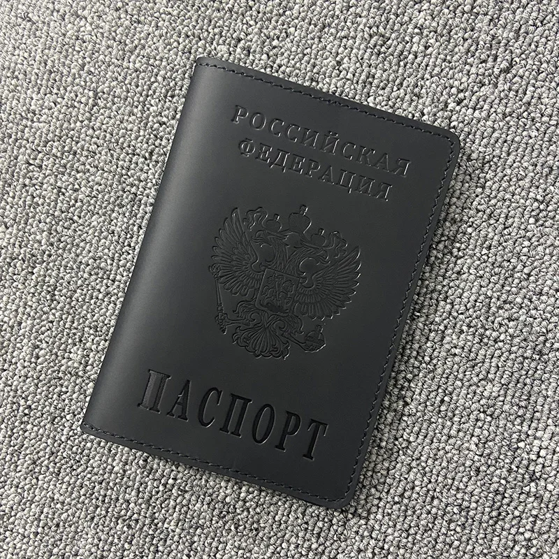 Russia Passport Cover Genuine Leather Full Grain Leather Passport Holder Pouch Travel Wallet Protege Passeport