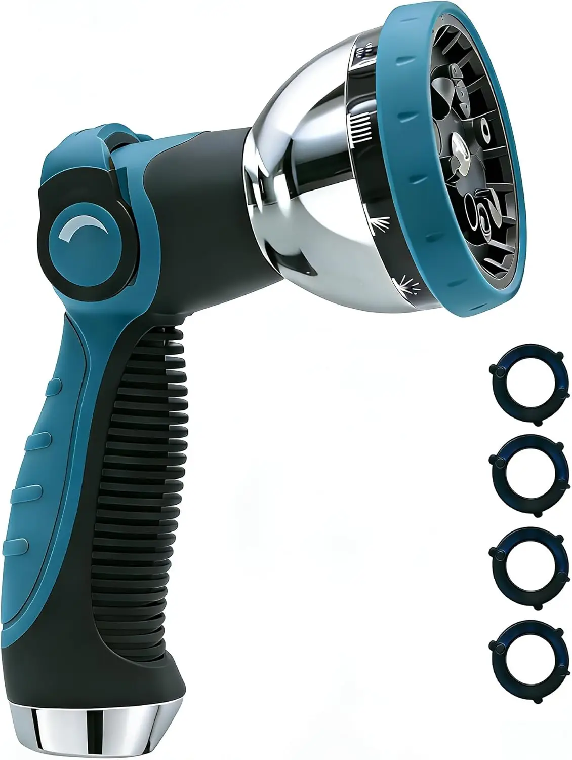 

Heavy Duty Garden Hose Nozzle with 10 Spray Patterns, Thumb Control On/Off Valve for Watering, Car Washing & Pet Shower