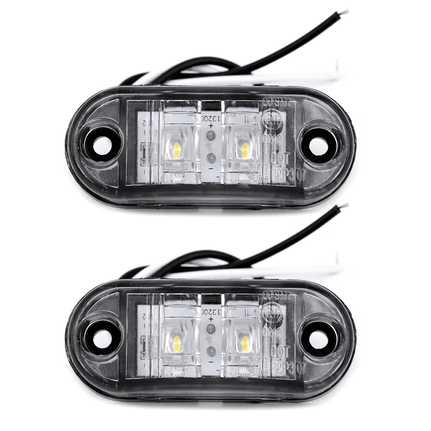 2PCS LED White Side Marker Lights Tail Sets Trailer Caravan Truck Light System Waterproof Accessories 12V/24V