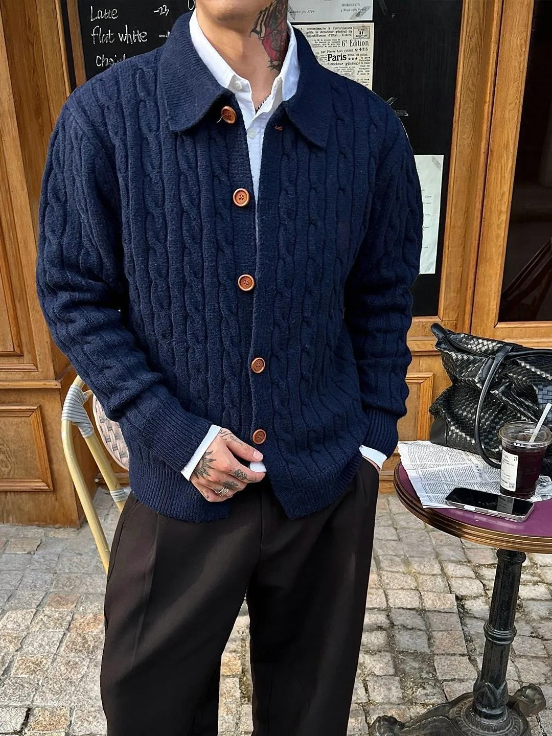 

Высококачественный свободный повседневный мужской вязаный свитер, кардиган, осень-зима, корейский трикотаж, теплый мягкий полиэфирное волокно