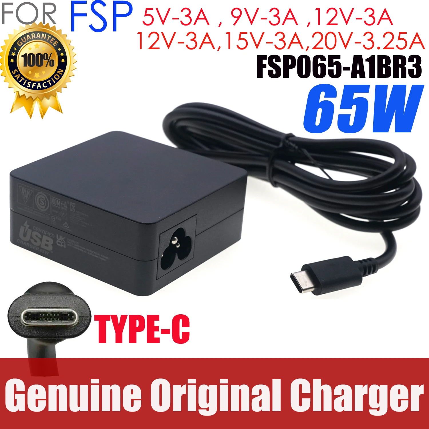 

Genuine 20V 3.25A 65W AC Adapter FSP FSP065-A1BR3 Laptop Charger for Intel NUC M15 USB-C Power Supply 5V/3A 9V/3A 12/3A 15V/3A
